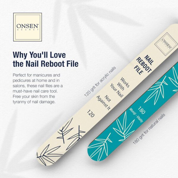 Onsen Secret Japanese Nail File - Professional 10-Pack Nail Files, Double Sided Natural & Acrylic Nail Filers - 120/180 Grit - Disposable, Salon Smooth, Best Nail File for Shiny Nails