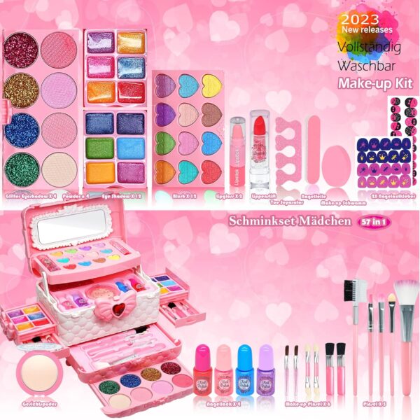 EVACOK Kids Makeup Sets For Girls - Children Makeup Sets For Girls Washable Make Up Set, Childrens Princess Play Games Toys Presents, Little Girl Birthday Gifts Set For Age4-12 Year Old (EVACOK-11)