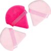 LAC 3 Powder Puff Face Triangle - Reusable Mini Velvet Make up Sponges for Pressed and Loose Foundation No Latex (Pink)