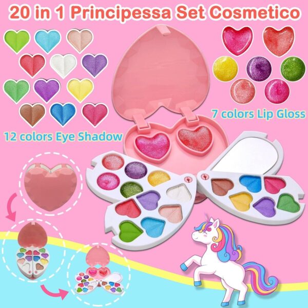 Chennyfun 24 PCS Kids Makeup Set for Girls, Non-Toxic Makeup Set for Little Girls, Washable Make Up Kit Girls Toys, Toddler Cosmetic Makeup Sets Kids Toys, Princess Birthday Gift for 4+ Year Old Girls