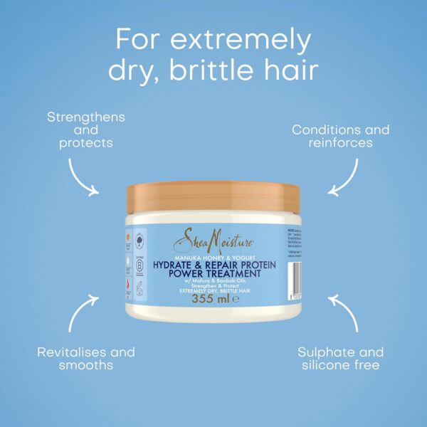 SheaMoisture Manuka Honey & Yoghurt Hydrate & Repair Protein Power Hair Mask Treatment sulphate & silicone free for extremely dry, brittle curly hair 355 ml