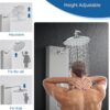 KINKIBOS Shower Tower Panel, Rainfall Shower, 2-Mode Body Massage Jets, 5-Setting Handset and Bathtub Spout, Height Adjustable Arm, Stainless Steel, Brushed
