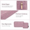MAGEFY Makeup Bag 2 Pcs Small Makeup Bag for Handbag Corduroy Make up Bag with Compartments Travel Makeup Pouch for Girls Women (Pink)
