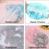Phoetya 4 Pack Unicorn Shower Caps, Double Layer Waterproof Shower Hat Reusable Elastic Band Bath Caps for Women and Girls Shower Spa