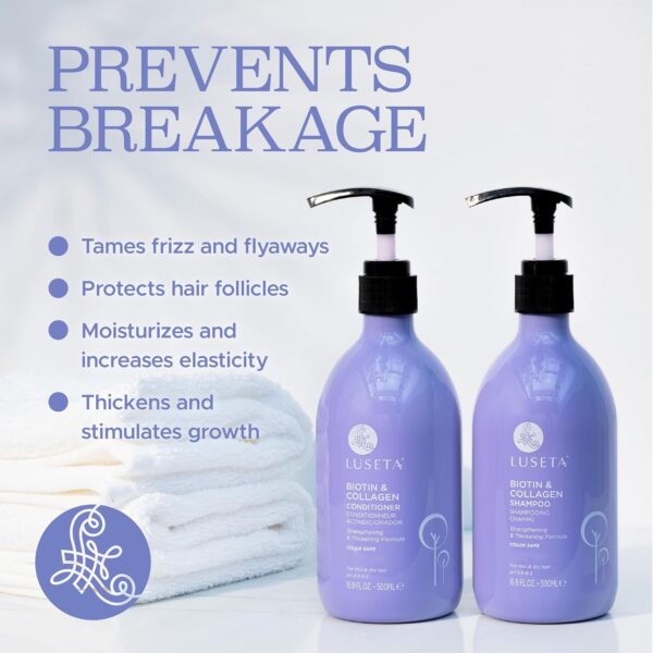 Luseta Biotin Shampoo and Conditioner Set for Hair Growth, Anti-Hair Loss shampoo volume Thickening with Collagen, Sulfate and Paraben free, Argan Oil to Repair Split Dry Hair Salon Quality- 2x500ml