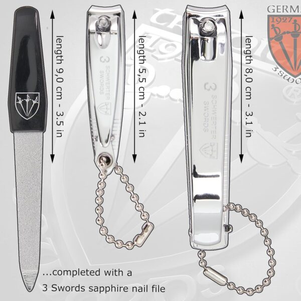 3 Swords Germany - Brand Quality 2 Piece Manicure Pedicure Grooming kit Set Finger & Toe Nail Clipper in Synthetic Leather case - Made by 3 Swords (6721)