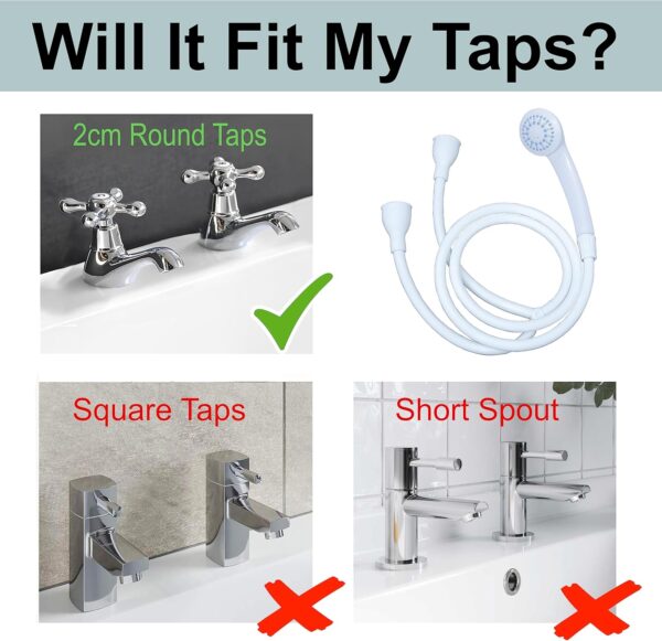 Home Flair Portable Shower | Push On Tap Shower Head and Hose | Shower Attachment for Bath Taps | | Dog Shower | Camping Shower (1.5M Long Will Fit a 2cm Wide Hot & Cold Tap)