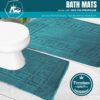 Ambience Products Greek Key Pattern Bath Mats 2 Piece Sets Non Slip Bathroom Mat, Soft Washable Rug Quick Dry Water Absorbent Bathroom Shower Mat & Pedestal Set (Teal)