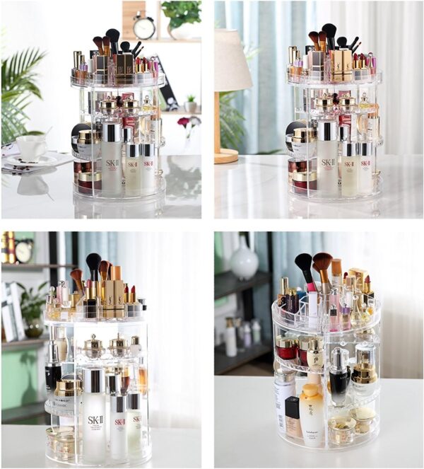 Boxalls Makeup Organiser Rotating -Plus Size, 8 Layer Large Capacity 360 Degree Cosmetics Organiser, Spinning Stand, Clear Skincare Makeup Carousel