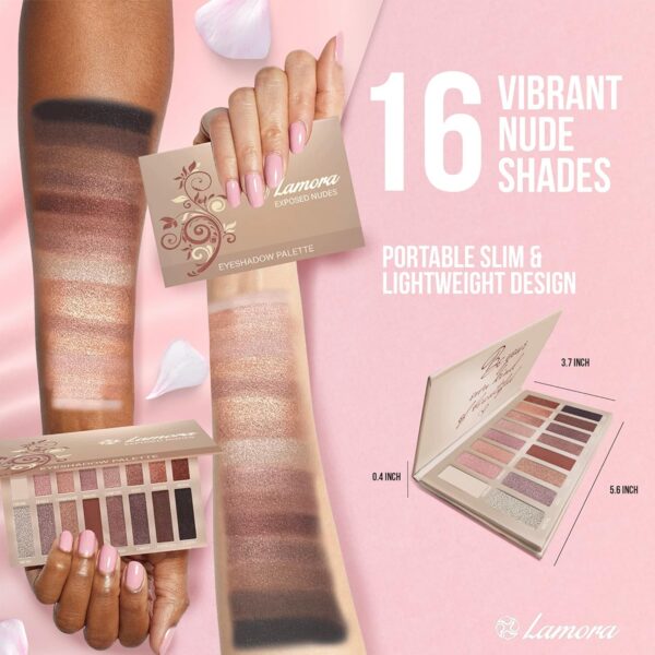 Best Pro Eyeshadow Palette Makeup - Matte + Shimmer 16 Colors - Highly Pigmented - Professional Nudes Warm Natural Bronze Neutral Smoky Cosmetic Eye Shadows - Lamora Exposed