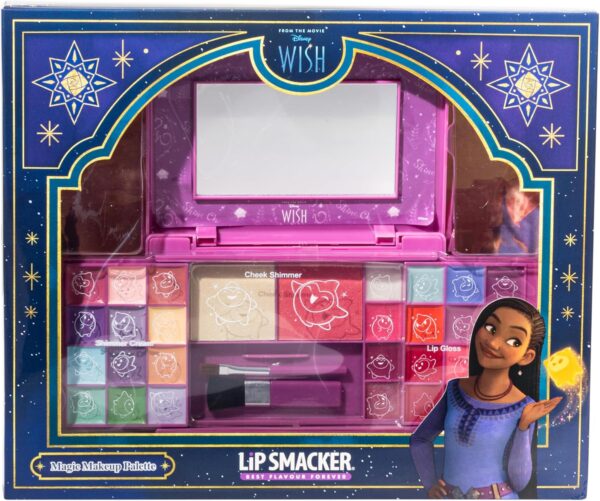 Lip Smacker Wish Beauty Palette, Disney Wish-Inspired Makeup Set Including Lip Glosses, Shimmer Creams and Blush, Disney Princess Gifts for Kids, Make-up Accessories and Mirror are Included