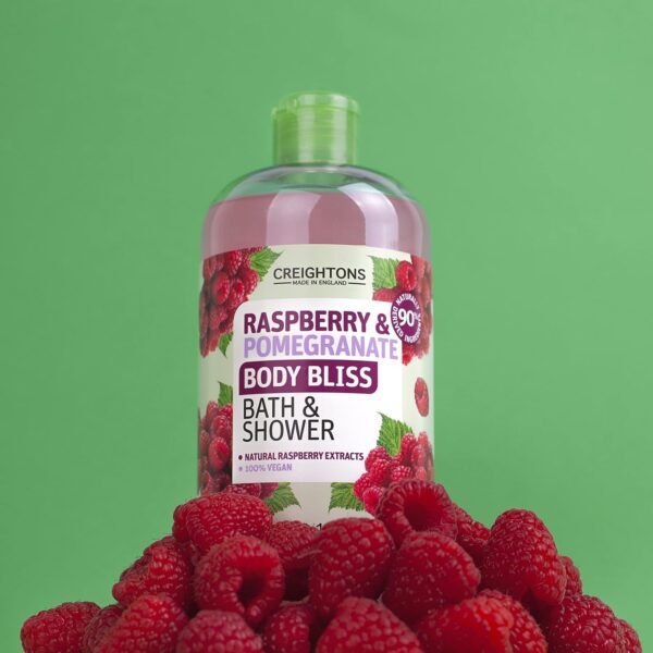 Creightons Body Bliss Raspberry and Pomegranate Bath and Shower Gel (500ml) - with 90% Naturally Derived Ingredients. Cruelty Free. Vegan Friendly.
