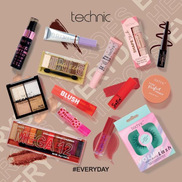 Technic Mega Trends 14 Piece Gift Set - Full Size Cosmetic Gift Box - Products for Eyes, Cheeks, Face & Lips - Perfect for Makeup Enthusiasts - Vegan & Cruelty Free