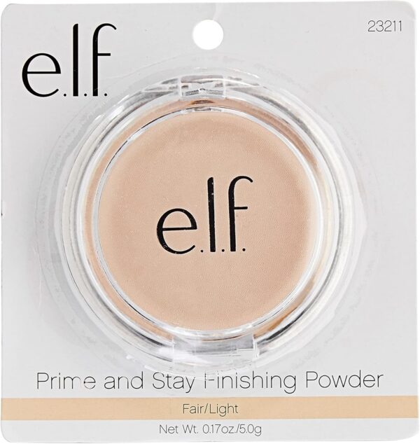 e.l.f. Prime & Stay Finishing Powder, Lightweight, Tinted, Long Lasting, Blurs Imperfections, Smooths Fine Lines, Controls Shine, Sets Makeup, Sheer 5g