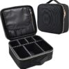 Joligrace Makeup Bag Cosmetic Case Vanity Travel Beauty Box Make Up Train Case Hairdressing Tools Organiser with Adjustable Compartment Oxford Fabric, Black