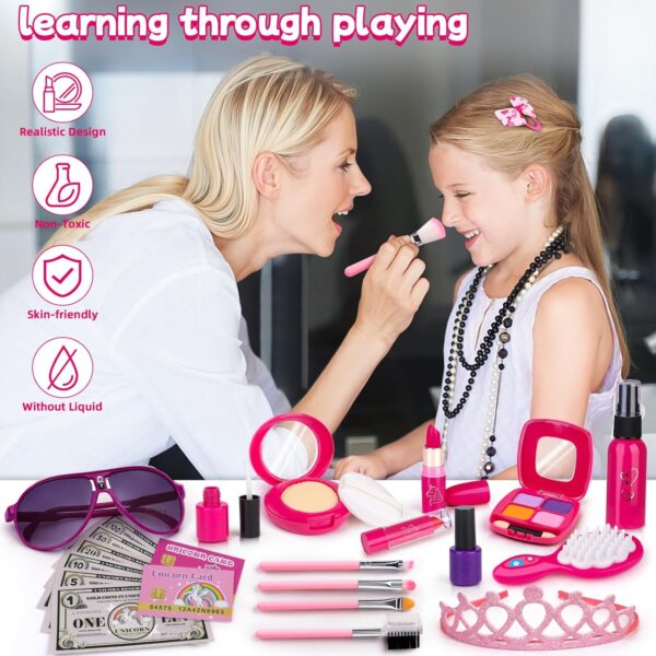 Kids Makeup Sets for Girls, Own1one Pretend Makeup Sets for Girls, Childrens Fake Make up Set, Pretend Play Makeup Gifts for Little Girls Age 3 4 5 6 7 8 9 Year Old (30 Pack)