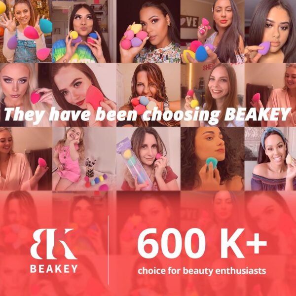 BEAKEY Makeup Sponges 5 Pcs, Non-Latex, Blender Beauty Soft Foundation Sponge, High Density Makeup Sponge for Foundation, Liquid, Creams and Powders (Multi-Color)