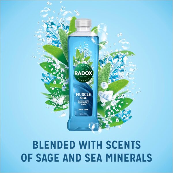 Radox Mineral Therapy Muscle Soak Bath Soak uniquely blended with minerals, herbs & a soothing thyme fragrance for a restorative bubble bath 500 ml