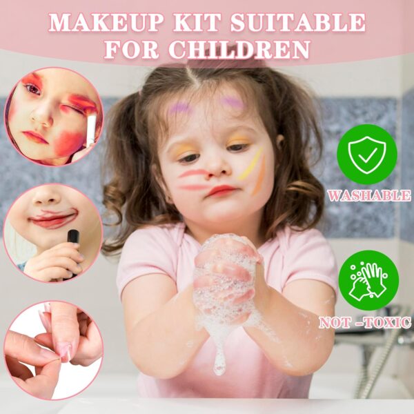 66 Pcs Kids Makeup Sets For Girls with Portable Stand,Make Up Starter Kit Children Princess Pretend Play Games Toys Presents,Little Girl Birthday Gifts Set For Age 3 4 5 6 7 8 9 10 11 12 Years Old