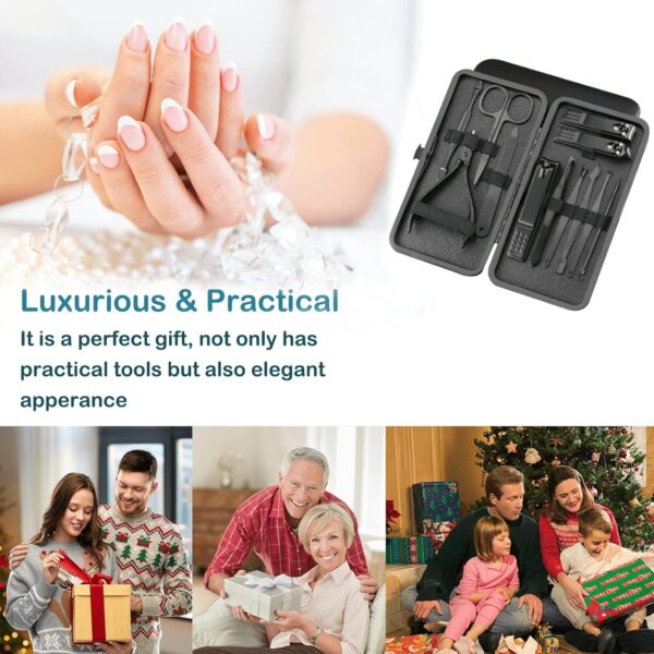 81RN8SYVqQL._AC_SL1500_.jpg Manicure Set Nail Clippers Pedicure Kit -12PCS Stainless Steel Manicure Kit, Professional Grooming Kits, Nail Care Tools with Luxurious Travel Leather Case Gift Box (Black, 12)