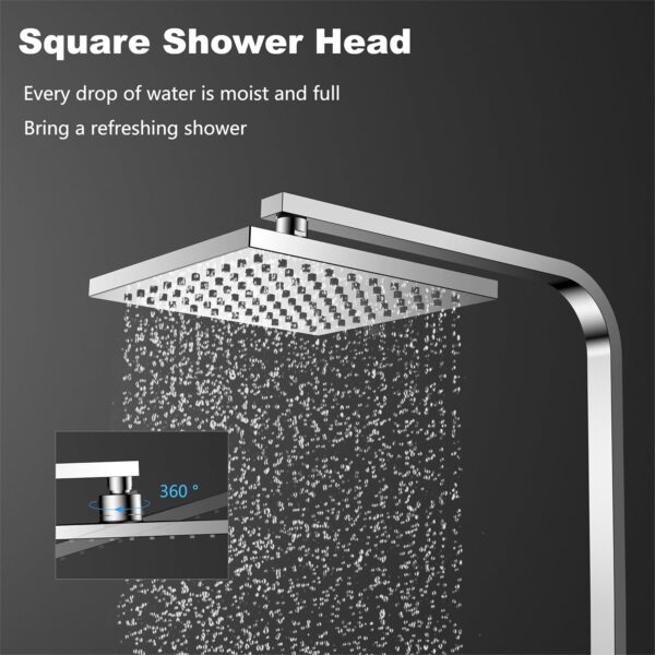 YOOZENA Shower Mixer Set,Adjustable Height Thermostatic Shower Set with Rainfall Shower Head, Thermostatic Shower Mixer,Shower System for Bathroom,Chrome