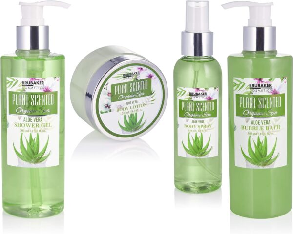 BRUBAKER Cosmetics Bath and Shower Set Aloe Vera - 11-Piece Gift Set in Vintage Bathtub