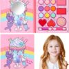 14 Colors Kids Makeup Sets for Girls, Non-Toxic Kids Makeup Set with Mirror and 2 Washable Brushes, Pretend Makeup Games Toys, Girls Birthday