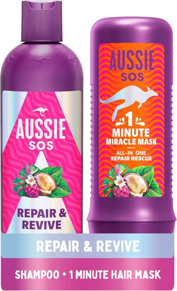 Aussie Repair And Revive Shampoo and Deep Conditioner Treatment Hair Mask Set