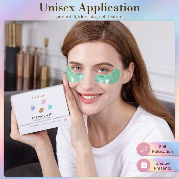 32 Pairs 4 Color Under Eye Patches, Collagen Undereye Pads, Hydrating Eye Masks for Anti Wrinkles Puffy Eyes Dark Circles, Puffiness Eye Bags Gel Pads, Travel Skincare Set, 24K Gold+Blue+Pink+Green