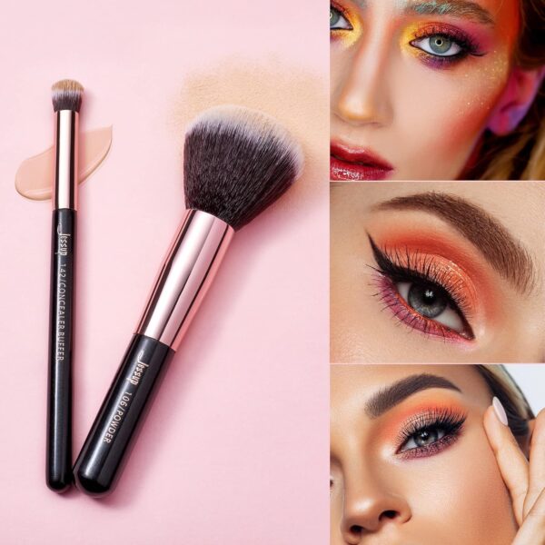 Jessup Brand 25pcs Professional Makeup Brush Set Beauty Cosmetic Foundation Powder Blush Eyeshadow Blending Highlighter Natural-Synthetic Hair Brushes (Black/Rose Gold) T155