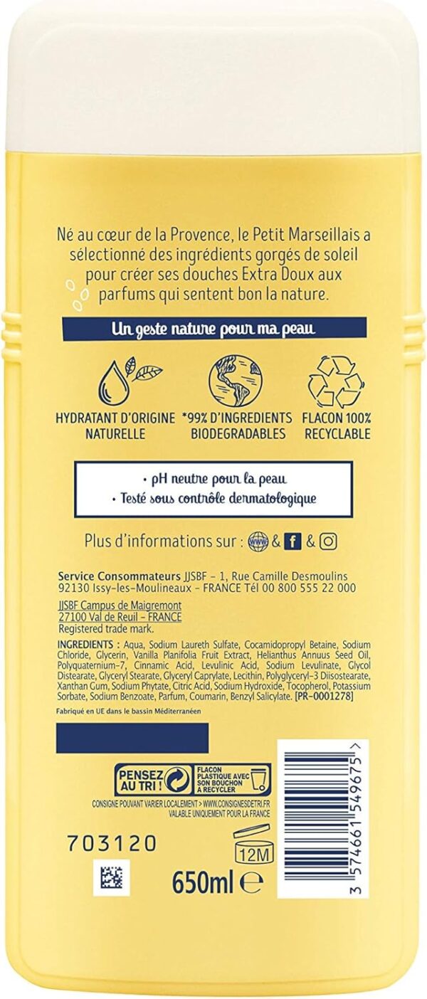 Le Petit Marseillais Shower and Bath Cream Extra-Gentle Vanilla Milk 650ml