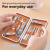 H&S Manicure Set for Women & Men - Manicure & Pedicure tools & Accessories - 14 pcs - Stainless Steel Nail Clippers Set & Cuticle Remover - Cutter Trimming Grooming Tools - w/Leather Case - Nail Kit