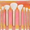REAL TECHNIQUES The Wanderer Make up Brush Kit, Premium and Professional 8 Midi-size Brush Set with Bag, Soft Bristles, Foundations, Powders, and Concealers, Gold