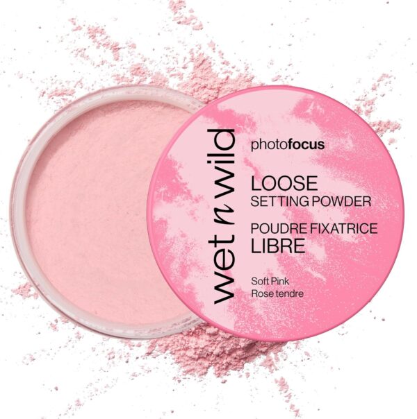 Wet n Wild Photo Focus Loose Setting Powder, Silky Weightless Setting Powder to Set, Mattify, Absorb Oil and Bake, Soft-Focus Effect, Soft Pink Shade, 20g