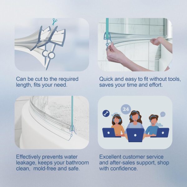HNNHOME 870mm Pre-Curve Rubber Plastic Bath Shower Screen Seal Strip Perfect for 4-6mm Curved or Straight Glass Door 16-22mm Gap