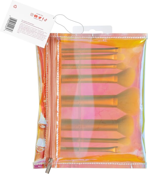 REAL TECHNIQUES The Wanderer Make up Brush Kit, Premium and Professional 8 Midi-size Brush Set with Bag, Soft Bristles, Foundations, Powders, and Concealers, Gold