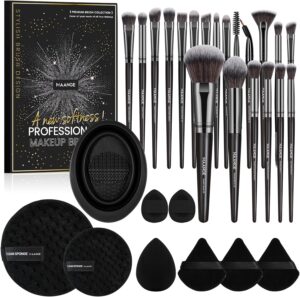 MAANGE Makeup Brushes 30 Pcs Professional Makeup Brush Set for Foundation Blending Powder Blush Concealers Eyeshadow, 5 Products Included, Black,