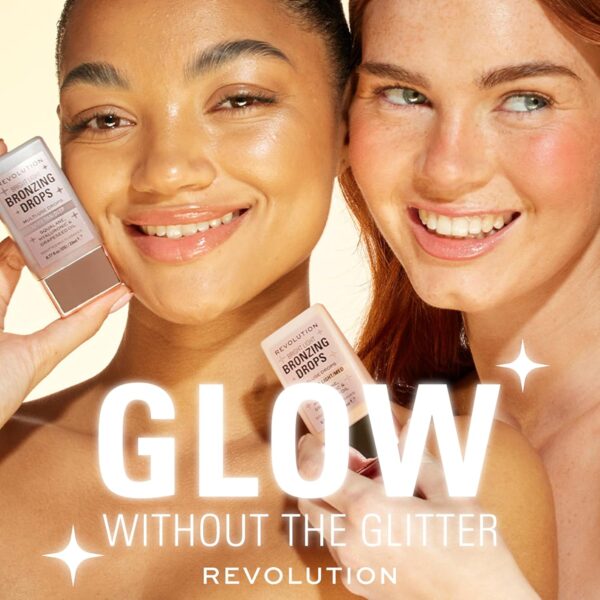 Makeup Revolution, Bright Light Bronzing Drops with Hyaluronic Acid, Sun-Kissed Finish, Bronze Scorched, 23ml