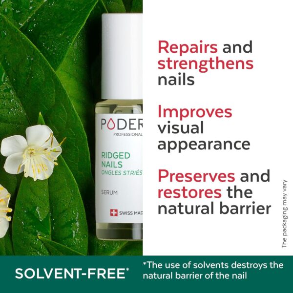 PODERM - FRAGILE, SPLITTING, RIDGED NAILS - 2-in-1 treatment with plants with restorative, strengthening and nourishing properties - Professional solution for hands/feet - Quick & easy - Swiss Made