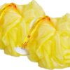 Bodylife Body Buffer, Puff, Exfoliating Bath & Shower Body Pouf, Scrunchie, Body Scrubber Yellow & White 55g Twin Pack