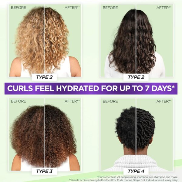 Garnier Method For Curls Deep Conditioning Mask, up to 7 days of moisture & curl definition. Designed, tested & approved on all curl types, including type 4 curls & coils. Silicone free, 370ml