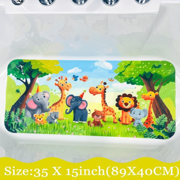 Non-Slip Bath Mat for Toddlers, Cartoon Anti-Slip Bathtub Mat, Safe and Fun Kids Tub Mat, Baby Shower Mat with Cute Design,Perfect for Bathtubs, Showers and Bathroom (Jungle Animals)