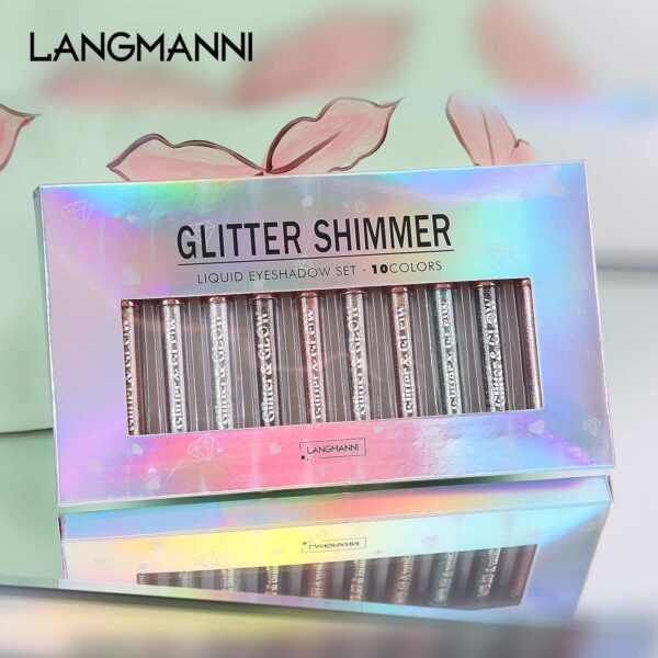 10 Pcs Liquid Glitter Eyeshadow Metallic Shimmer&Sweatproof Makeup Set, Matte Glitter Pressed All Highly Pigmented Blending Powder,Perfect For Every Woman & Girl (10pcs)