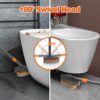NEWE Shower Cleaning Brush, Tub Tile Cleaner Scrubber with Telescopic Long Handle 142 cm, 4 Scrub Heads for Bathroom Bathtub Floor Baseboard Sink Kitchen Toilet