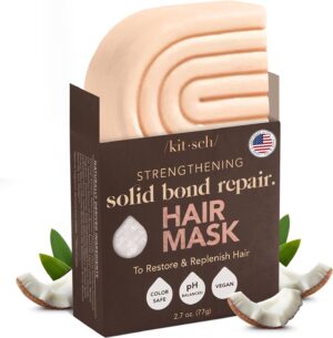 Kitsch Bond Repair Hair Mask - Strengthening Solid Treatment to Restore & Replenish | For Dry & Damaged Hair | Made in US | All Natural | Vegan | Great for All Hair Types | Zero Waste, 2.7oz