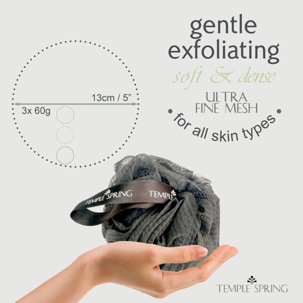 81YdhKK24IL._AC_SL1500_.jpg Temple Spring Loofah Shower Sponge, Recycled Body Scrubber Scrunchies, Exfoliating Bath Sponge, Shower Puff Bath Sponges for Adults, Loofah Back Scrubber Pouffe, Loofa Body Scrub Exfoliator -Sea Green