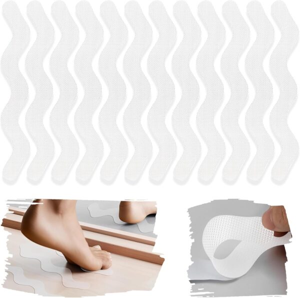 plastific 12pcs Non-slip Strip Stickers, Anti Slip Grip Stickers Adhesive Shower Strip Stickers Non Slip Strips Pad Treads Bathtub Flooring Safety Tape Mat for Bath Shower (White)