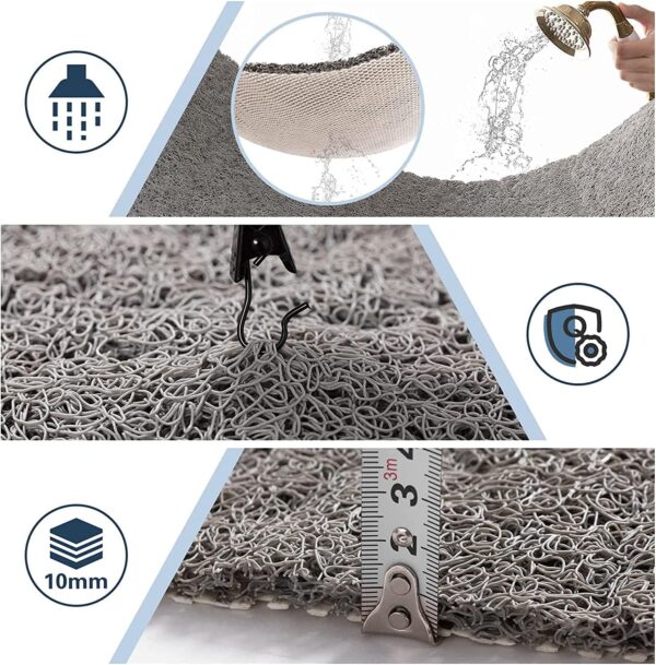 Loofah Shower Mat, Bath Mat Non Slip, Anti Mould Shower Mats for Inside Shower, 60 x 40 cm Shower Mats with Drain, Washable Bath Mats for Bathroom Floor, PVC Bathtub Mat for Elderly, Quick Dry (Grey)