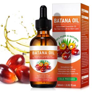 Batana Oil for Hair Growth, 100% Pure Natural Raw Batana Oil for Hair Growth, Prevent Hair Loss, Eliminate Hair Split Ends, Promotes Hair Thickness for Men & Women-2.02 fl oz