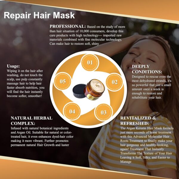 81bGnuiOfJL._AC_SL1500_.jpg Glamza Pure Magical Hair Mask 60ml Keratin Argan Hair Treatment 5 Seconds Mask Root Repair Nourishing